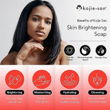 Kojie San Skin Brightening Soap – The Original Kojic Acid Soap that Reduces Dark Spots, Hyper-pigmentation, & other types of skin damage – 100g x 3 Bars with Net