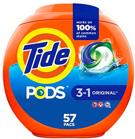 Tide PODS Liquid Laundry Detergent Soap Pacs, HE Compatible, 57 Count, Powerful 3-in-1 Clean in one Step, Original Scent