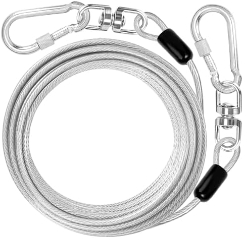 jenico Dog Tie Out Cable: 30 ft Dog Lead for Yard - Heavy Duty Chain Leash Outside for Small Large Dogs Up to 500 lbs - Outdoor Dog Runner Tether