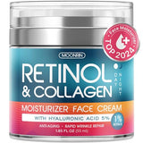 Retinol Cream for Face with Hyaluronic Acid, Day-Night Anti-Aging Moisturizer for Women, Men, Collagen Cream for Face Reduces Wrinkles, Dryness, 1.85 Oz