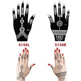 Henna Tattoo Stencil Kit Temporary Tattoo Template Set, Indian Arabian Tattoo Stickers Mehndi Stencils for Hand Body Art, 6-Sheet