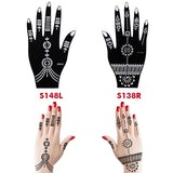 Henna Tattoo Stencil Kit Temporary Tattoo Template Set, Indian Arabian Tattoo Stickers Mehndi Stencils for Hand Body Art, 6-Sheet