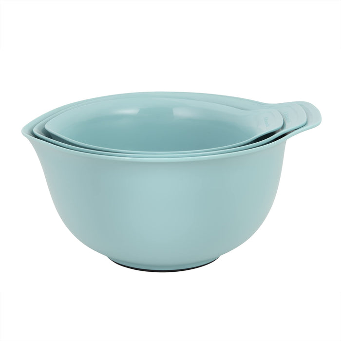 KitchenAid Universal Nesting Plastic Mixing Bowls with Non Slip Base and Pour Spout, Dishwasher Safe, Set Of 3, 2.5 quart, 3.5 quart and 4.5 quart, Aqua Sky