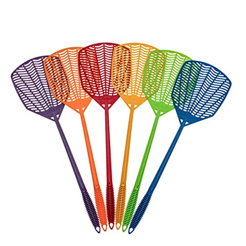 Garsum Fly Swatters 6 Pack Plastic Strong Multi Pack,Long Handle Durable,Fly Swat Shatter Bulk,Insects, Bugs Swatter Set That Work for Indoor and Outdoor