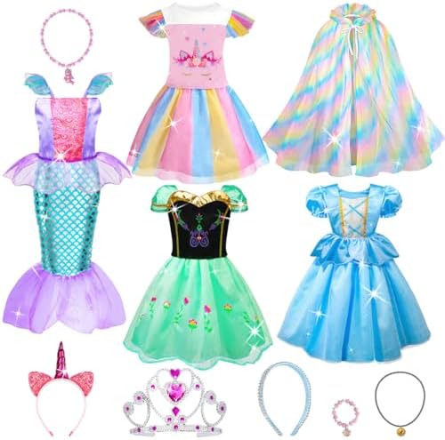 Meland Princess Dress Up - Dress Up Clothes for Girls with Toys,Christmas Birthday Gift for Toddler Girls 3,4,5,6,7,8 Years