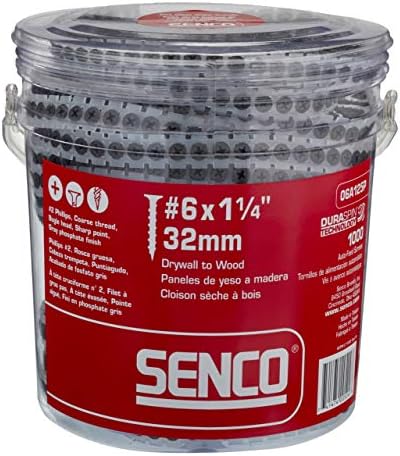 Senco 06A125P DuraSpin Number 6 by 1-1/4-Inch Drywall to Wood Collated Screw (1,000 per Box)