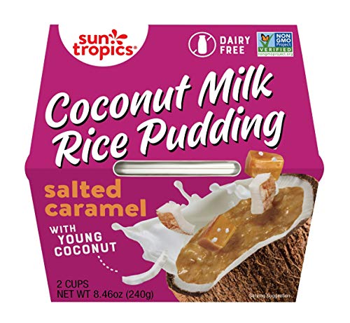 Sun Tropics Coconut Milk Rice Pudding Snack, Salted Caramel, 8.46 oz x 6 Pack (4.23 oz Cups, 12 Cups Total), Gluten Free, Dairy Free, Vegan, Low Sugar, Non-GMO, Ready-to-Eat