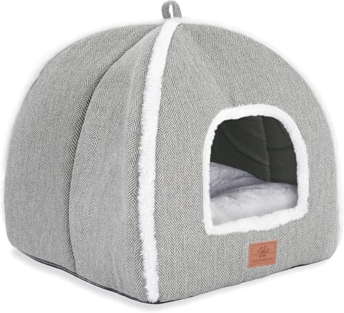 Cat Bed for Indoor Cats - Cat Cave Bed Cat House Cat Tent with Removable Washable Cushioned Pillow, Soft and Self Warming Kitten beds, for Small and Medium Cat Beds & Furniture