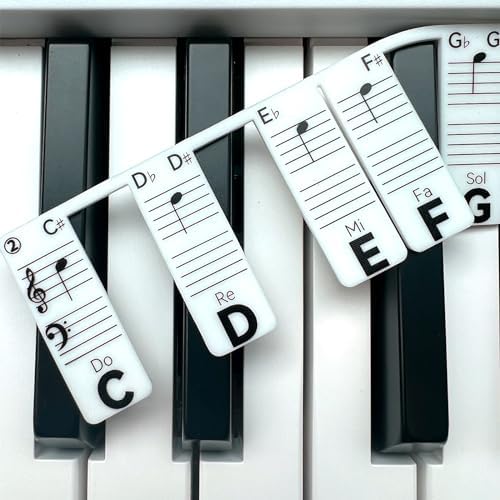 Piano Note Strips with Solfege (Do Re Mi…), Fit 61/54/49 Key Piano Learning, Removable Piano Keyboard Stickers