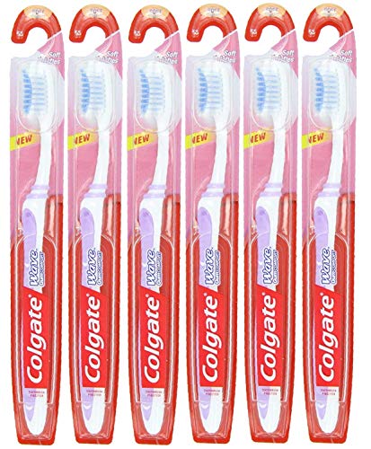 Colgate Wave Gum Comfort Soft Compact Head Toothbrush Colors Vary 6 Count (Pack of 1)
