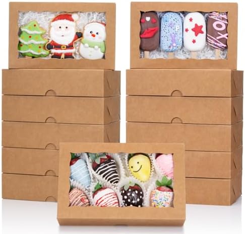50PCS 8x5x2Inch Bakery Boxes with Window Chocolate Covered Strawberries Boxes Cookie Boxes Cakesickle Boxes Browines Boxes Donut Boxes