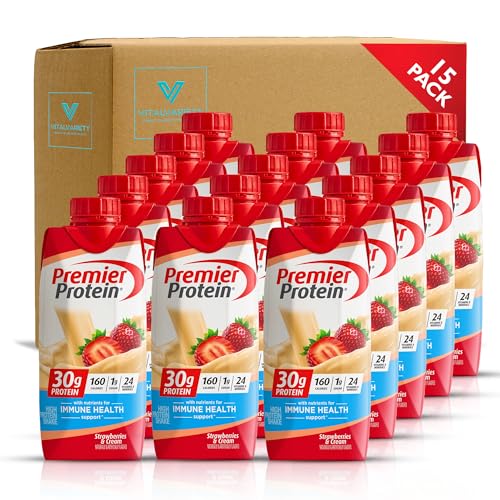 Premier Protien High Protein Shakes Variety Sampler Pack Strawberry 11 Fl. Oz Each (15pk)