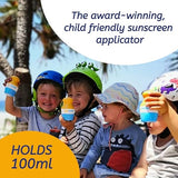 Solar Buddies Refillable Roll On Sponge Applicator For Kids, Adults, Families, Travel Size Holds 100ml Travel Friendly for Sunscreen, Suncream and Lotions (Blue)