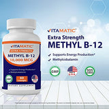 Vitamatic Methyl Vitamin B12 (Methylcobalamin) 10,000 mcg (10mg) 60 Lozenges - Superior Source of Vitamin B12 (2 Pack)