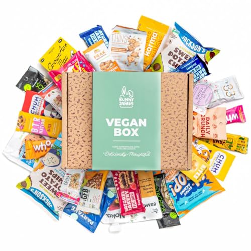 Healthy Vegan Snack Gift Box: Variety Pack of 30 Individually Wrapped Mix of Cookies, Protein, Fruit, Nuts, Bars, and Chips - Healthy Snack For Adults and Kids - Food Gift Baskets for All Occasions