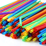 ALINK 1000 Count Colorful Flexible Plastic Drinking Straws, Individually Wrapped, Disposable Bendy Straws - 7.75 in x 0.23 in