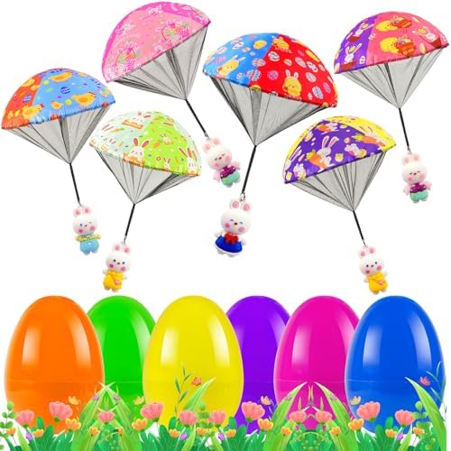 CPSYUB Easter Basket Stuffers Toys for Kids: Prefilled Easter Eggs Stuffers with Parachute Toys for Kids - Easter Egg Fillers Ideas Gifts Outdoor Games for 4 6 8 10 12 Year Old Boys Girls (6 Pack)