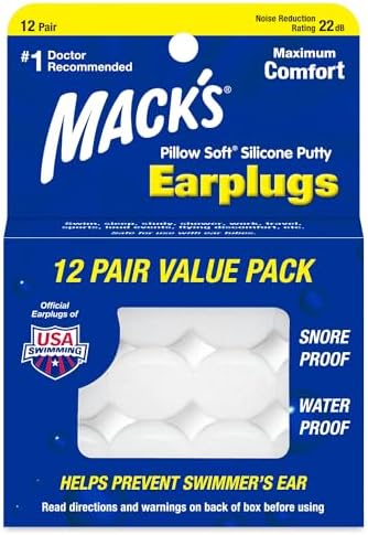 Mack's Pillow Soft Silicone Earplugs, 12 Pair – The Original Moldable Silicone Putty Ear Plugs for Sleeping, Snoring, Swimming, Travel, Concerts and Studying | Made in USA