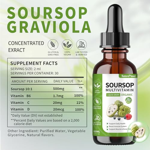 Soursop Multivitamin Liquid Drops – Organic Leaf Extract (2 fl oz)