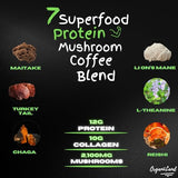 Protein Mushroom Coffee by OrganiiLand | Coffee Alternative with Marine Collagen Peptide, Lion's Mane, Chaga, Turkey Tail, Reishi, Maitake, L-Theanine | Focus, Energy, Immunity, and Digestion | 12oz Bag