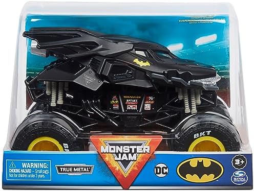 Monster Jam Official Batman Monster Truck - Retro Batmobile Collector 1:24 Scale Die-Cast Vehicle - Chrome Rims and BKT Tread Tires for Use in All Playsets - Collectible for Fans & Birthday Parties