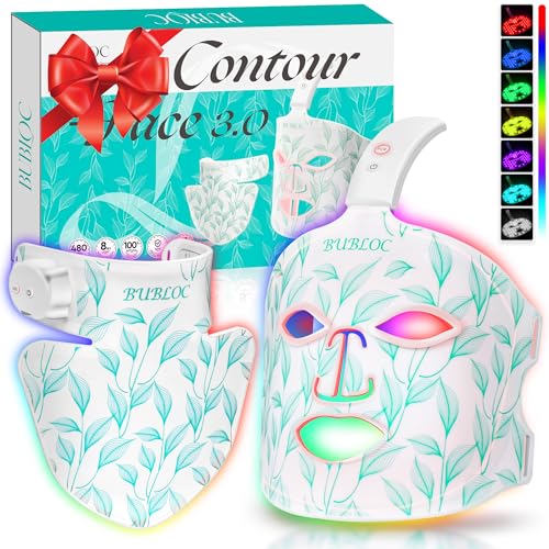 Red Light Therapy Mask Kit, 7+1 Color Near-infrared 850 Light for Neck & Decollete, Portable and Rechargeable, Cordless, Light Therapy At Home and Wireless Led Face Mask [BMask&Neck Pro]