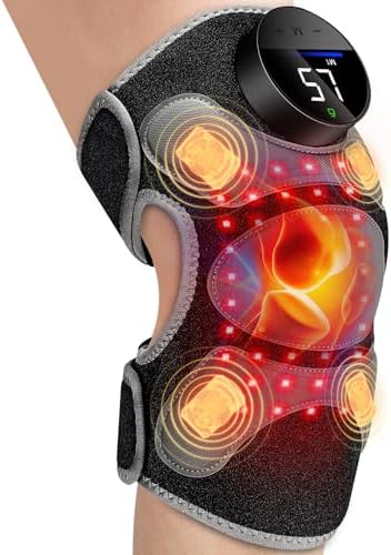 HALIDODO Upgrade 4 Vibration Massage Area Knee Brace & Red Light Therapy for Knee Pain Relief 660nm&850nm Red Light Therapy Device for Knee/Joint/Elbow/Shoulder Pain Relief, Gift for Mom