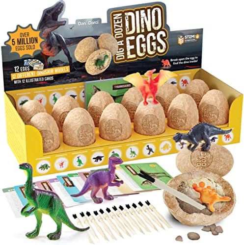 Easter Dig a Dozen Dino Egg Kit for Kids - Dinosaur Toys Gift 3-12 Year Old - 12 Eggs & Surprise Dinosaurs - Easter Basket Stuffers - Science STEM Activities - Boy Toy Party Gifts for Boys & Girls
