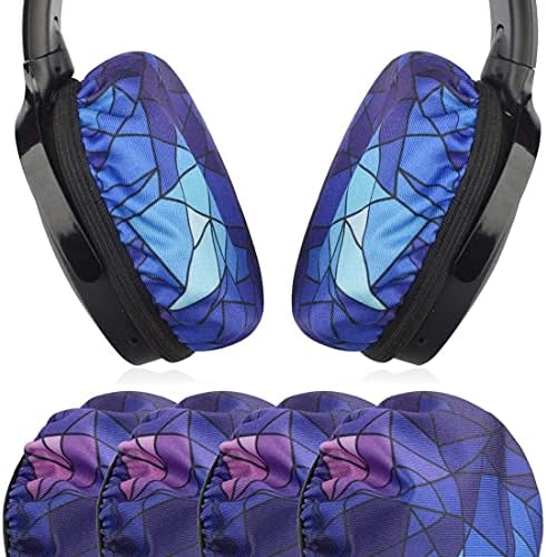 Geekria 2 Pairs Flex Fabric Headphones Ear Covers (Product Safety Certified), Washable & Stretchable Sanitary Earcup Protectors for Over-Ear Headset Ear Pads, Gaming (Size M/Diamond)