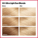 Revlon Permanent Hair Color, Permanent Hair Dye, Colorsilk with 100% Gray Coverage, Ammonia-Free, Keratin and Amino Acids, 03 Ultra Light Sun Blonde, 4.4 Oz (Pack of 3)