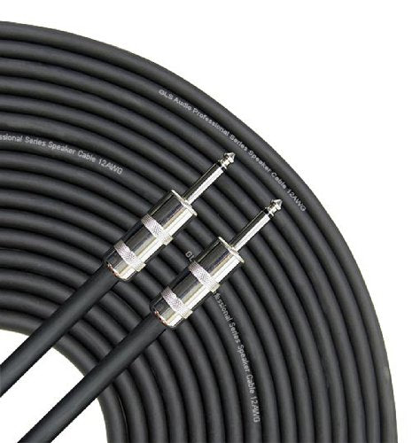 GLS Audio Speaker Cable 1/4" to 1/4" - 12 AWG Professional Bass/Guitar Speaker Cable for Amp - Black, 50 Ft.