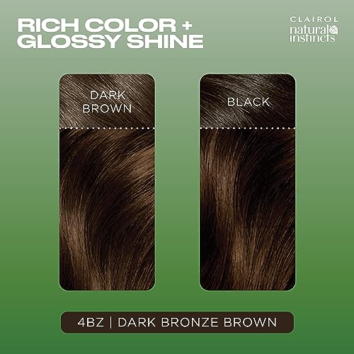 Clairol Natural Instincts Demi-Permanent Hair Dye, 4BZ Dark Bronze Brown Hair Color, Pack of 3