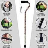 DMI Adjustable Designer Cane with Offset Handle and Strap, Leopard, Multi-colored