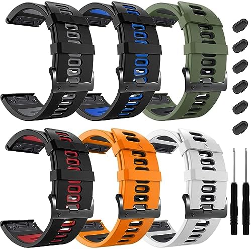 ZPJPPLX 26mm Easy Fit Watch bands For Fenix 8 51mm 7X Pro 6X 5X,Soft Silicone Sport Straps Compatible for Garmin Epix Pro 51mm/Tactix7 AMOLED/Fenix 6X Pro/Fenix 5X Plus/Enduro3 2/Descent Mk2i/3i 51mm