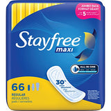 Stayfree Maxi Regular Pads For Women, Wingless, Reliable Protection and Absorbency of Feminine Periods, 66 count
