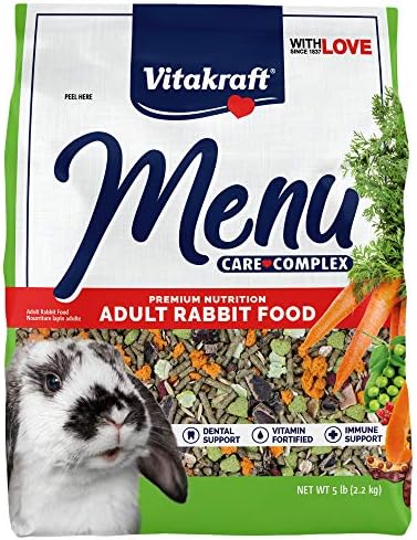 Vitakraft Menu Premium Rabbit Food - Alfalfa Pellets Blend - Vitamin and Mineral Fortified, Carrots,Greens,Grains,Fruits, 5 Lb