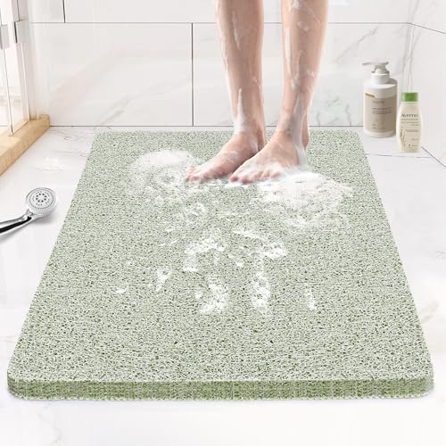 Joyhalo Shower Mats for Showers Anti Slip for Elderly, 32'' x 24'' Non Slip Bath Mat for Inside Shower, Bath Tub Mats for Bathroom Non Slip for Shower, PVC Loofah Bathroom Mats, Mint Green