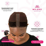 MILANO COLLECTION Lace Wig Grip Cap for Women, Adjustable Wig Cap with Headband, Non-Slip Wig Gripper to Keep Wigs Lace Front In Place, Chocolate Brown