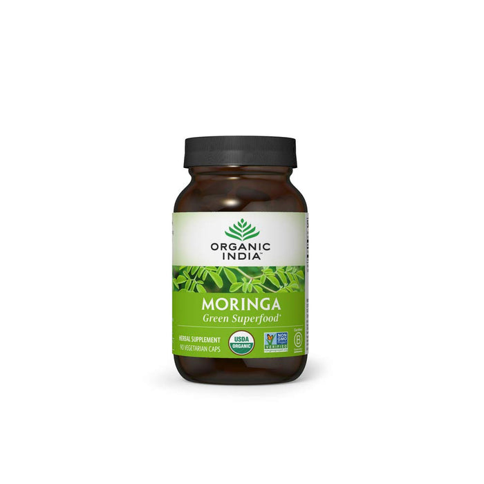 ORGANIC INDIA Moringa Capsules Organic - Moringa Supplement - Green Superfood, Moringa Leaf Capsules, Pure Supergreen, Vegan Greens, Nature's Multivitamin, Vegan, Gluten-Free - 90 Capsules