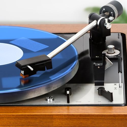 PRO SPIN Blue Acrylic Turntable Mat - Platter Slipmat for 12" Vinyl Vintage Record Player - Antistatic Cover, Reduces Noise & Sounds From Static & Dust - Tighter Bass Quality, Record Player Mat