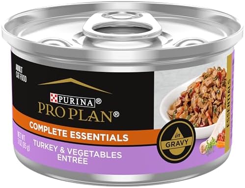Purina Pro Plan Gravy, High Protein Wet Cat Food, COMPLETE ESSENTIALS Turkey & Vegetable Entree - (Pack of 24) 3 oz. Pull-Top Cans