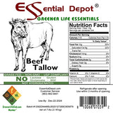 Beef Tallow - 7 pounds shipped in a safety-sealed freezer and microwave safe square pail with resealable lid and removable handle