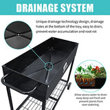 Flibaluly Raised Planter Box with Wheels Mobile Raised Garden Bed on Wheels Elevated Garden cart for Vegetables Herbs Flowers (L-Black)