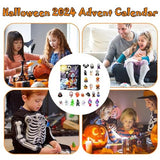 Halloween Advent Calendar 2024, 24 Day Halloween Countdown Calendar, Contains 24 Gifts Dolls, Nightmare Before Christmas Advent Calendar, Scary Halloween Doll Collectible Horror Figures Gift (Purple)