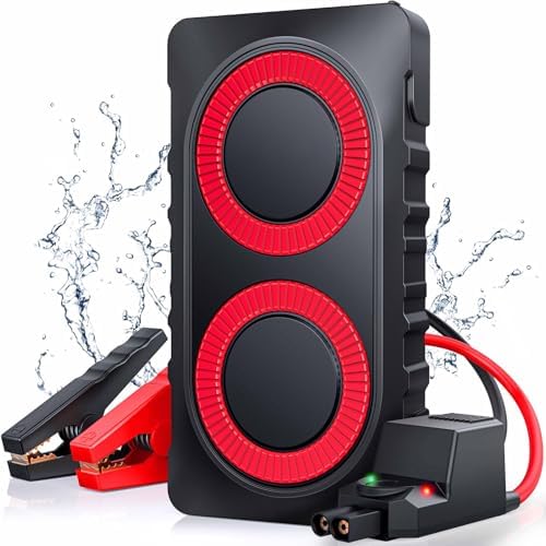 Car Battery Jump Starter 2000A Jump Box 12800mAh Portable Jump Starter Battery Pack (6.5L Gas/5.5L Diesel) Car Jumper Starter with Extended Smart Jumper Cables, Fast Charge, Lights, Compact