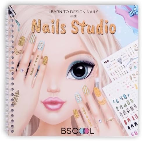 BSCOOL - Drawing, Coloring & Activity Book. Nail Design Book with Stickers and Guides. Fashion Design Sketchbook for Kids 5 and up. Little Designer Creativity Book - Nail Sticker Book. Gift for Girls