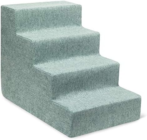 Best Pet Supplies Dog Stairs for Small Dogs & Cats, Foam Pet Steps Portable Ramp for Couch Sofa and High Bed Non-Slip Balanced Indoor Step Support, Paw Safe No Assembly - Pale Teal, 4-Step