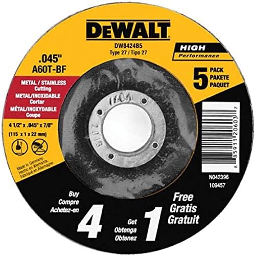 DeWalt Accessories DW8424B5 5PK 4.5" MTL Cut Wheel,