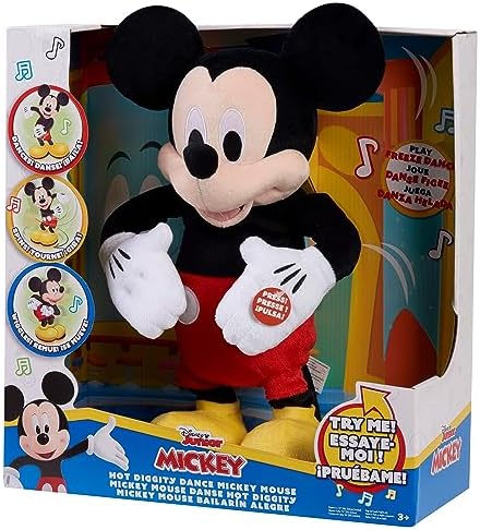 Disney Junior Mickey Mouse Hot Diggity Dance Mickey Feature Plush, Motion, Sounds, and Games, Officially Licensed Kids Toys for Ages 3 Up by Just Play,Black