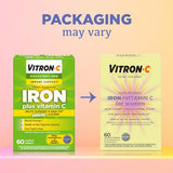 Vitron-C High Potency Iron Supplement, Immune Support, 125mg Vitamin C, 60 Count, Pack of 1